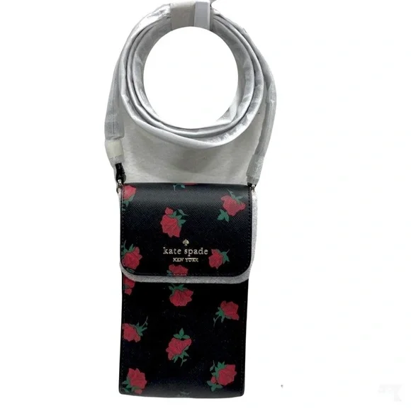 🌹NWT Kate Spade NY Saffiano Ditsy Rose Toss North South Phone Crossbody KE641🌹 - Picture 3 of 14